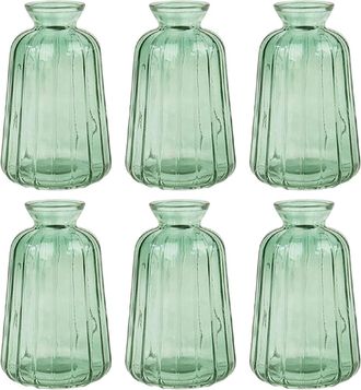 OEM Vasos De Flores - Vidrio Transparente - 11 X 6,5 Cm - Para Decoraci&oacute;n De Mesa - Boda Y Fiesta - Set De 6 Unidades