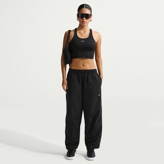 Nike Womens Nike Sportswear Oversized High-Waisted Woven Pants in Black | IF0220-010