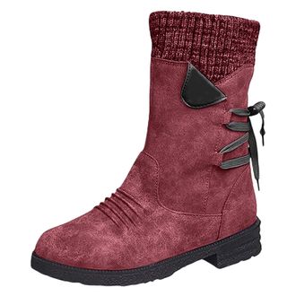 Generic Knee High Boots for Women Winter Waterproof Snow Boots Sweater Knitted Cuff Fashion Wide Fit Side Zipper Warm Comfortable Non-Slip Walking Boot Outdoo