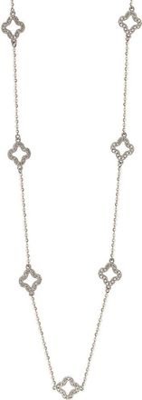 Suzy Levian 14K White Gold.63cttw Diamond Clover By The Yard Necklace