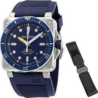 Bell & Ross Pre-owned Bell and Ross Diver Automatic Blue Dial Mens Watch BR0392-D-BU-ST/SRB
