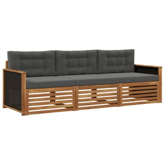 vidaXL Conjunto De Sof&aacute;s De Exterior 3 Pcs Natural Y Antracita Vidaxl