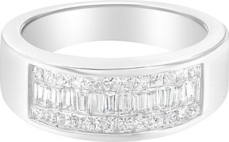 House of Brilliance 14K White Gold Princess and Baguette-cut Diamond Ring