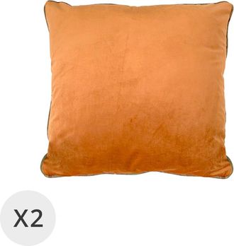 Moycor Set 2 cojines terciopelo naranja 45 x 45 cm