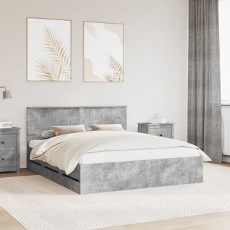 vidaXL Estructura De Cama Gris Concreto 160 X 200 Cm Madera Ingenieril Vidaxl