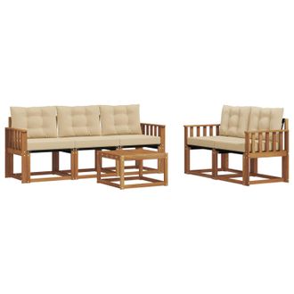 vidaXL Conjunto De Sof&aacute;s De Exterior Con Coj&iacute;n 6 Pcs Natural Y Beige Vidaxl