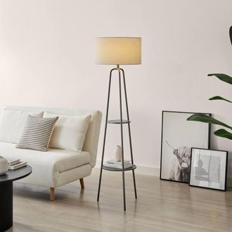 Furniturebox Andi Silver Shelf Display Standing Floor Lamp