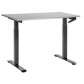 Beliani Escritorio De Altura Regulable Manualmente Oficina Moderna Patas Cuadradas 120 X 72 Cm Tablero Gris Soporte De Acero Negro Destines