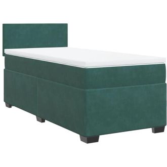 vidaXL Vidaxl - Cama Box Spring Con Colch&oacute;n Terciopelo Verde Oscuro 100x200 Cm