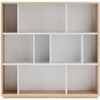 HERDASA Estanter&iacute;a Librer&iacute;a, Colecci&oacute;n Nack, Con 3 Niveles De Altura En Melamina Color Roble-blanco