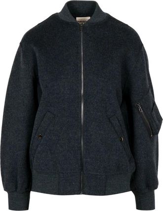Semicouture Lana Bomber Jacket - Dames - Bomber jackets - Grijs - M - Wol - Jassen