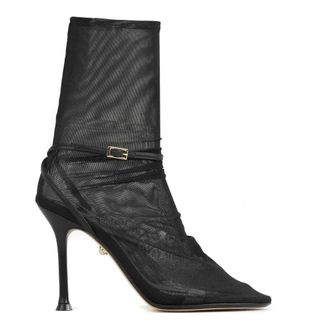 Alevì Black Semi-Transparent Stocking Boot with Ankle Strap