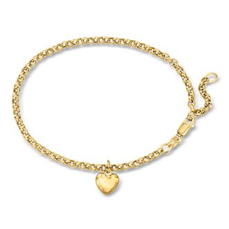 Ross-Simons Italian 18kt Yellow Gold Heart Charm Bracelet
