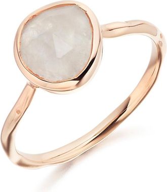 Monica Vinader Siren Moonstone Stacking Ring, Rose Gold Vermeil on Silver