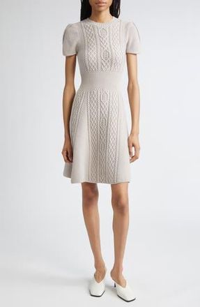 3.1 Phillip Lim Cable Stitch Wool Sweater Dress in Oyster at Nordstrom Rack, Size Large