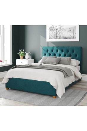 Aspire Home Accents Olivier Upholstered Ottoman Storage Bed, Plush Velvet Fabric in Emerald | Size: Super King