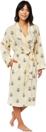 The Cats Pajamas Flannel Shawl Collar Robe in Queen Bee Honey at Nordstrom, Size Medium