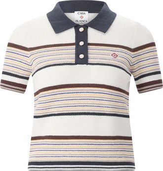 Casablanca Slim-Fit Korte Mouw Polo - Dames - Polos - Beige - L - Katoen - Tops