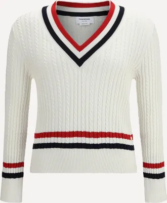 Thom Browne Intarsia cable-knit V-neck Sweater Male 2