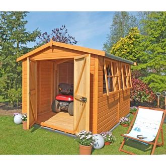 Shires Bison Handmade Garden Shed Approx 14 x 8 Feet in Brown