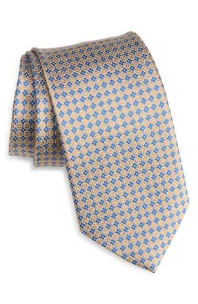David Donahue Neat Diamond Silk Jacquard Tie in Cocoa at Nordstrom