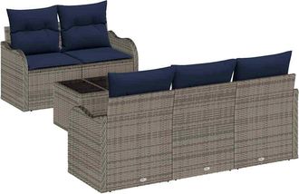 vidaXL Conjunto De Sof&aacute; De Jard&iacute;n Gris 55 X 55 X 37 Cm Rat&aacute;n Sint&eacute;tico Vidaxl