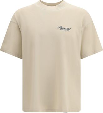 Represent Logo-Print Crew Neck T-Shirt - Beige