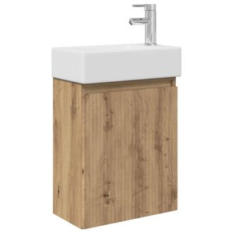 vidaXL M&oacute;dulo De Ba&ntilde;o Con Grifer&iacute;a Roble Artesanal 45,5 X 22,5 X 84 Cm Vidaxl