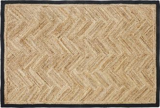 Maisons du monde Alfombra de yute beige y algod&oacute;n gris antracita 160x230