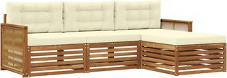 vidaXL Conjunto De Sof&aacute;s De Exterior 4 Uds. Natural Y Crema Vidaxl