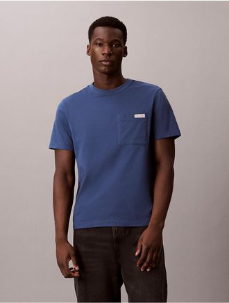 Calvin Klein Jeans Calvin Klein Mens Cotton Jersey Pocket Easy Tee - Blue - 2XL
