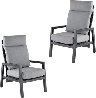 ED&Egrave;N JARD&Iacute; Pack de 2 sillones reclinable aluminio antracita cojines gris