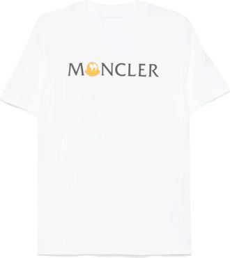 Moncler Logo Print Crew Neck T-shirt - Heren - T-shirts - Wit - XL - Katoen - Tops