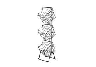 Oceanstar 3-Tier Metal Wire Storage Basket Stand with Removable Baskets, Black