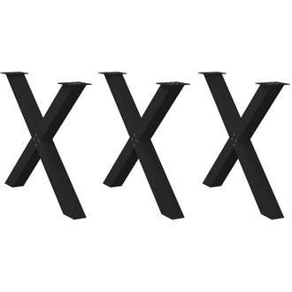 vidaXL Patas Para Mesa De Comedor En Forma De X (3 Unidades), Color Negro, 90 X (72-73) Cm, Acero Vidaxl