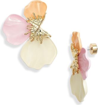 Nordstrom Flower Petal Enamel Earrings in Pink Multi- Gold at Nordstrom