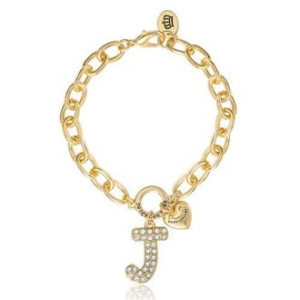Juicy Couture Pav&eacute; Initial Charm Bracelet, 7.5 Gold Tone Link in Letter J at Nordstrom
