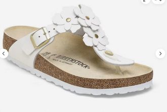 Birkenstock Womens Gizeh Flower Embellishment Sandal In White
