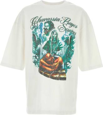 Willy Chavarria White Cotton Oversize Chavarria Prayer Services T Shirt