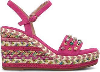 Alma En Pena Esparto Wedge Sandal - Dames - Sleehakken - Roze - 38 EU - Leer - Schoenen