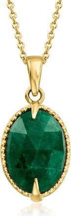 Ross-Simons Emerald Pendant Necklace in 18kt Gold Over Sterling