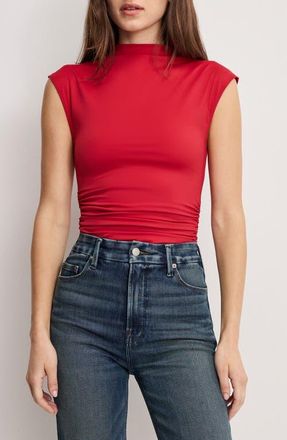 Good American Weightless Mock Neck Bodysuit in Ruby at Nordstrom, Size Xx-Large