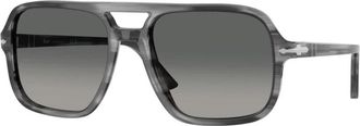 Persol Elegante Moderne Zonnebril met UV-bescherming - Heren - Zonnebrillen - Grijs - 58 MM - Accessoires
