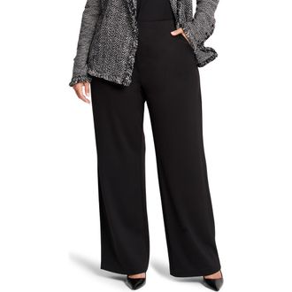 Nic+Zoe Drapey Wide Leg Ponte Knit Pants in Black Onyx at Nordstrom Rack, Size 1 X