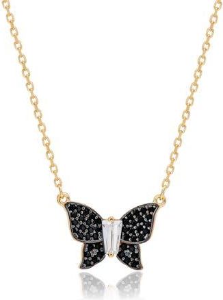 Suzy Levian Cubic Zirconia Butterfly Pav&eacute; Pendant Necklace in Black at Nordstrom Rack