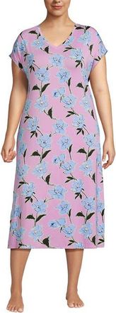 Lands End Plus Size Cooling Cap Sleeve Midi Nightgown in Lilac Breeze Etched Floral at Nordstrom, Size 3X