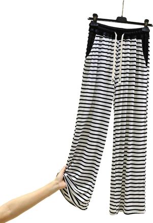 Generic Womens Check Pyjama Bottoms, Wide Leg Pyjama Bottoms Women Baggy Stylish Long Wide Leg Trousers With Elastic Waist Soft Casual Loungewear Ultra Warm S