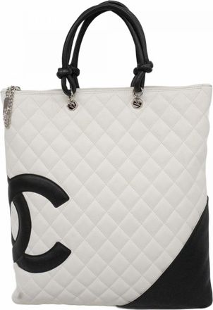 Chanel Black White Leather Tote Bag (Pre-Owned)