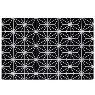 Beliani Alfombra Negra Con Patr&oacute;n Geom&eacute;trico De Viscosa Y Algod&oacute;n 140 X 200 Cm Tejida A Mano Estilo Glam Moderno Sibel