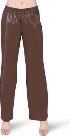 Dex Clothing Pull On Faux Leather Wide Leg Pants In Milk Chocolate Brown